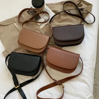 Простые модные сумки через плечо из искусственной кожи для женщин, новая поясная сумка, однотонные женские сумки, мини-седельная сумка, брендовая сумка через плечо