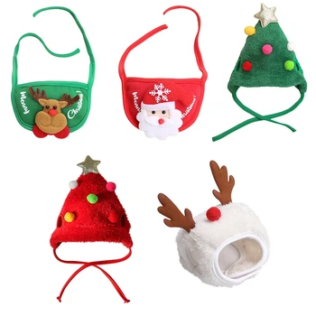 Рождественская милая одежда для собак и кошек, теплый Щенок Санта, красный шарф, шляпа, забавный Рождественский костюм для домашних животных, домашний декор для собак и кошек