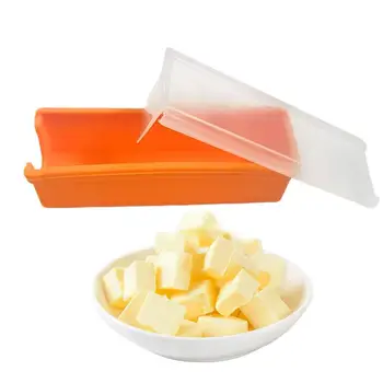 Силиконовая коробка для нарезки масла, удобная коробка для нарезки сыра, встроенный нож для нарезки ломтиков, контейнер для хранения слайсеров с крышкой