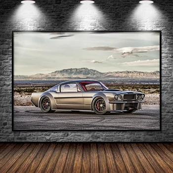Спортивный автомобиль Classic Mustang 1965 Muscle Car Плакаты и принты Настенное искусство Холст Картина для домашнего декора в гостиной Без рамки