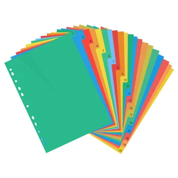 Страницы Формата А4 Красочная индексная страница, классифицированные этикетки, пластиковые разделители для карточек, бумага для карточек, предотвращающая изгиб (цветной номер напечатан)