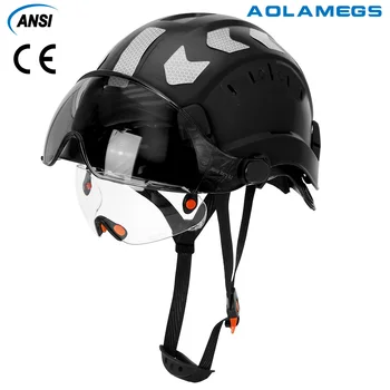 Строительный Защитный Шлем CE Со Встроенными Защитными Очками И Светоотражающими Наклейками ABS Каска ANSI Кепка Промышленного Рабочего