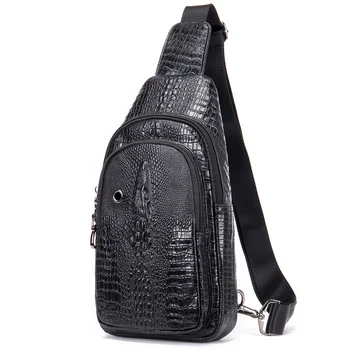 Сумка через плечо для мужчин, кожаная сумочка на ремне с рисунком Кроко, винтажная нагрудная сумка Outdoor s Male 9075