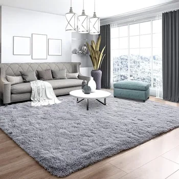 Супер мягкий серый коврик для спальни 8x10 футов, большой уютный плюшевый коврик для мальчиков, украшение детской комнаты