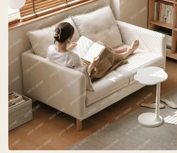 Тканевый диван в бело-кремовом стиле, спальня, маленький диван, Бытовая минималистичная Маленькая квартира
