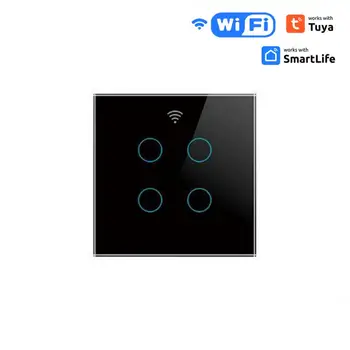 Умный настенный выключатель Tuya WiFi EU Сенсорный выключатель света Smart Life Пульт дистанционного управления Поддержка голосового управления Alexa Home Яндекс Алиса