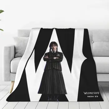 Флисовое одеяло Wednesday Addams для дивана, теплые фланелевые одеяла из фильмов ужасов для постельных принадлежностей, покрывала для офисных диванов