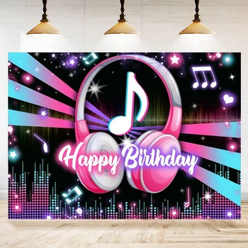 Фон для фотосъемки Музыкальная тема, музыкальный фон для вечеринки по случаю дня рождения, большой музыкальный баннер для вечеринки с участием диджея на день рождения, короткое видео