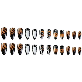 Черные накладные ногти с рисунком паутины и Луны, долговечный безопасный материал, водонепроницаемые накладные ногти для любителей маникюра и красоты