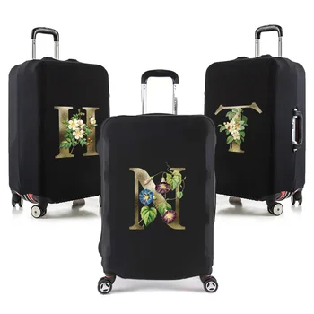Эластичный защитный чехол для дорожного багажа с буквенным золотым принтом, чемодан для 18-32 дюймов, аксессуары для путешественников, тележка, пылезащитный чехол