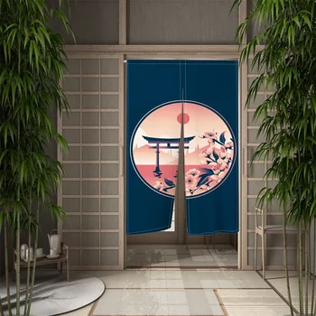 Японская дверная занавеска С рисунком котенка, Перегородка Кухонного дверного проема, Льняные декоративные шторы, декор кафе Ресторана